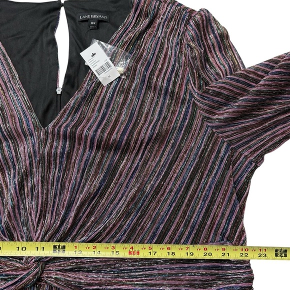 NEW Lane Bryant Metallic Rainbow Midi Dress Size 26W V-Neck Sheer Lined - Picture 7 of 12